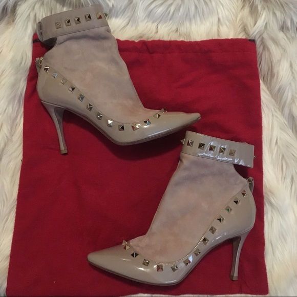 Valentino Shoes - Valentino Suede Rockstud Bootie Heels FINAL PRICE